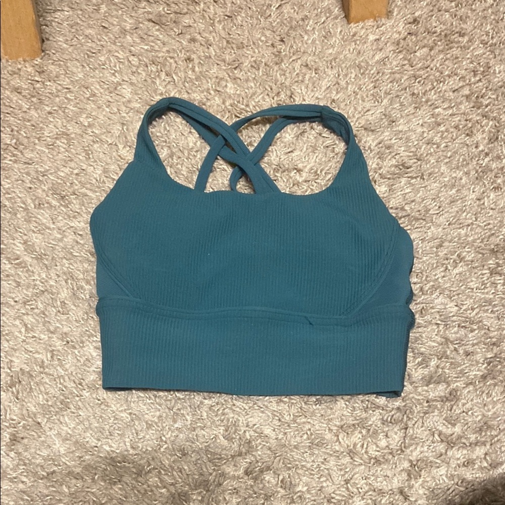 Blue Racerback Sports Bra with Crisscross Straps